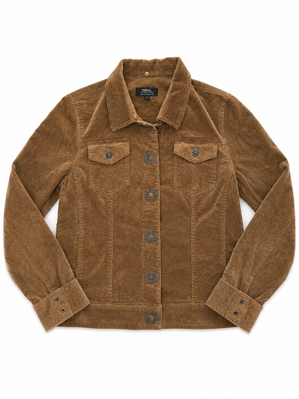 Tribal Camel Colored Tan Button-Up Jacket Size 4